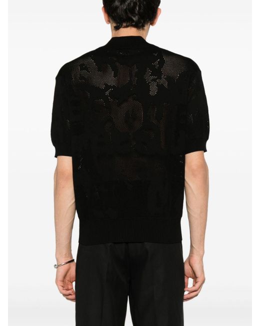 Alexander McQueen Poloshirt mit Lochstrickmuster in Black für Herren