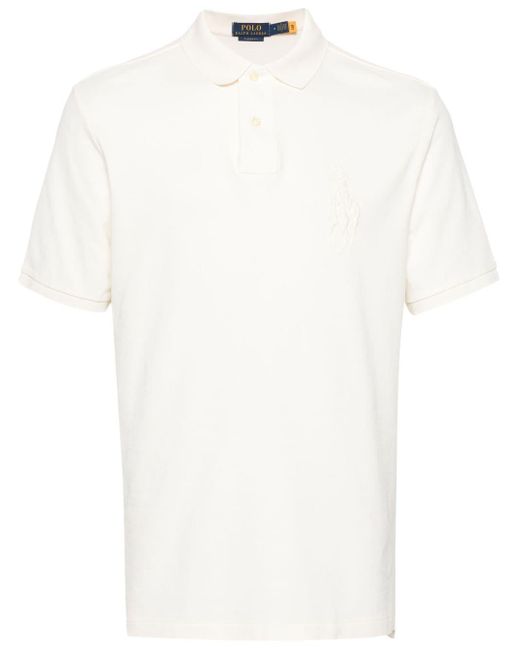 Polo Ralph Lauren White Logo Embroidery Cotton Piqué Polo Shirt - Men's - Cotton for men