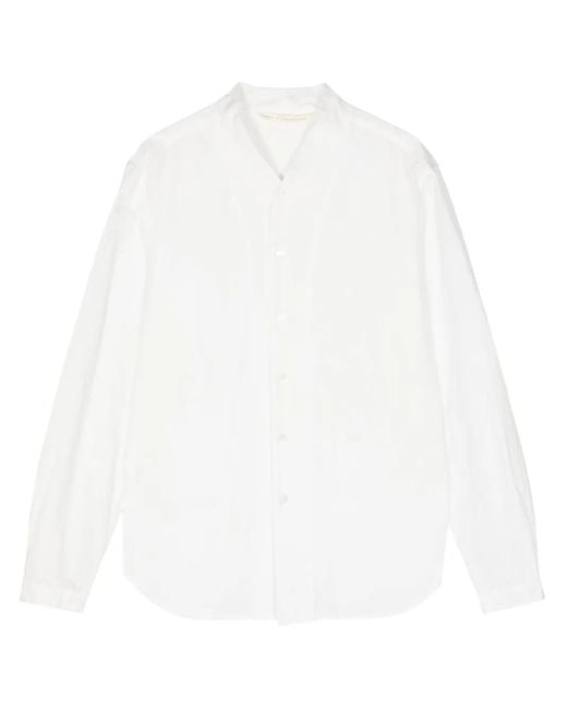 Forme D'expression White Collarless Cotton Shirt for men