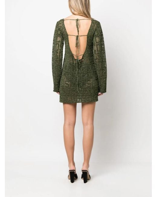 Gcds Green Short Dress With Monogram