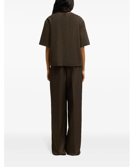AMI Black Striped Wool Top