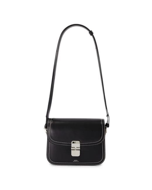 A.P.C. White Grace Contrast-Stitch Shoulder Bag