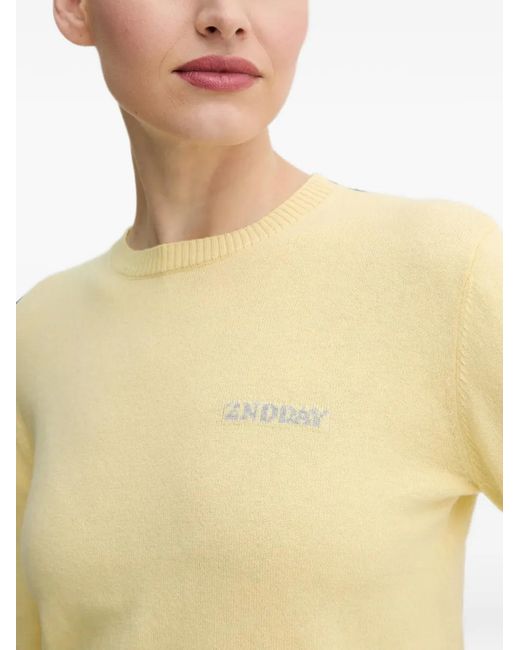 2nd Day Yellow Logo-Embroidered Sweater