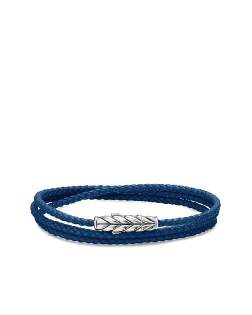 David Yurman Blue Sterling Chevron Triple Bracelet for men