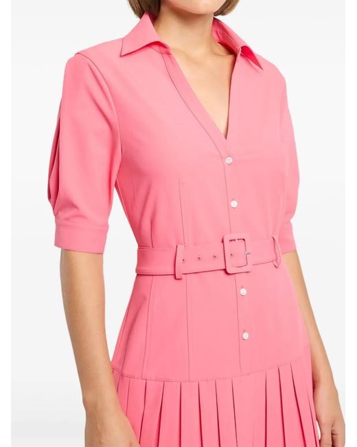 Cinq À Sept Pink Moriah Pleated Belted Mini Dress