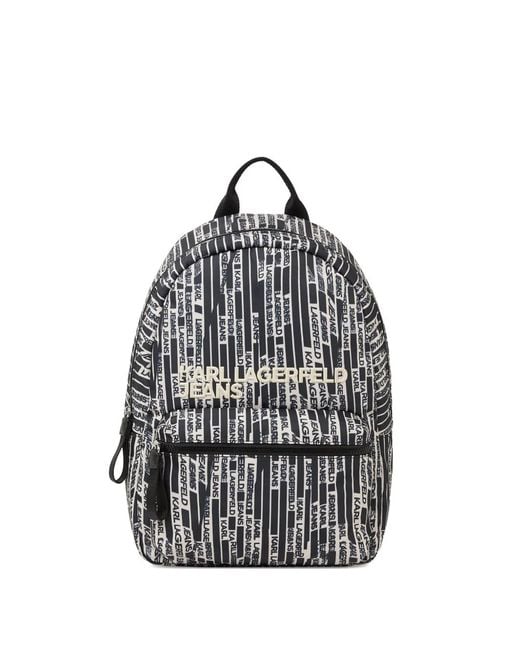 Karl Lagerfeld Black All-Over Print Backpack for men
