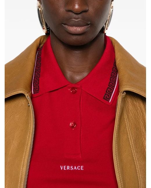 Polo Con Borde Greca Versace de color Red