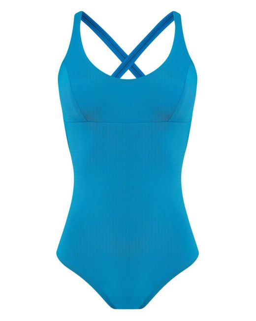 Amir Slama Blue Criss-Cross Strap Swimsuit