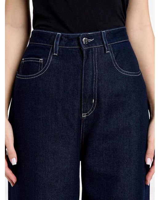 Marques'Almeida Blue Floral-Cuff Jeans