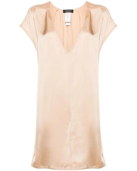 Fabiana Filippi Natural Beaded Trim Satin Tunic
