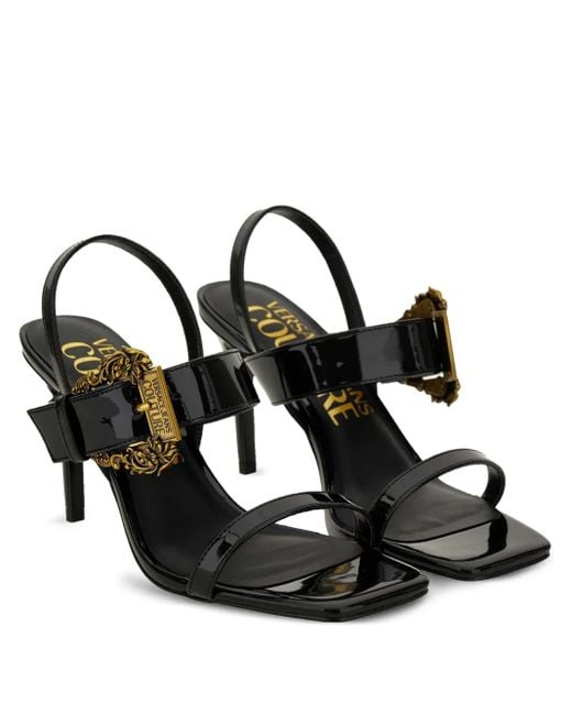 Versace Jeans Couture Black 85Mm Barocco-Buckle Sandals