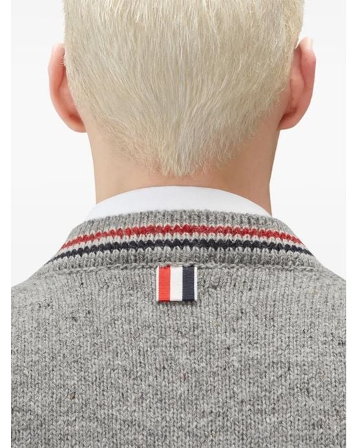 Thom Browne Gray Hector Intarsia-Knit Cardigan for men