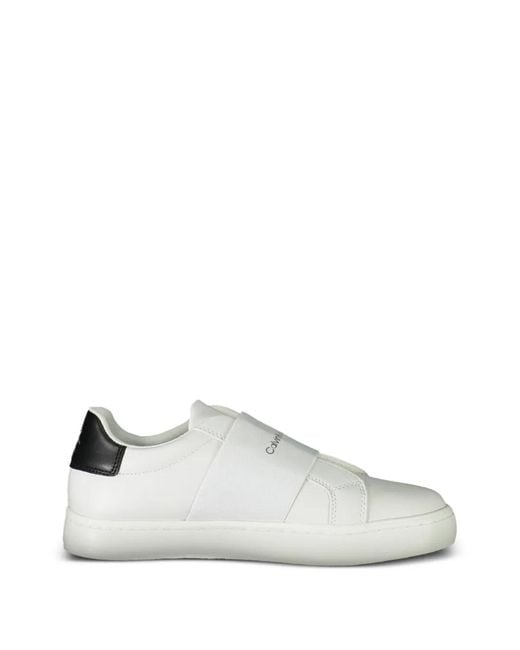 Calvin Klein White Logo-Strap Sneakers