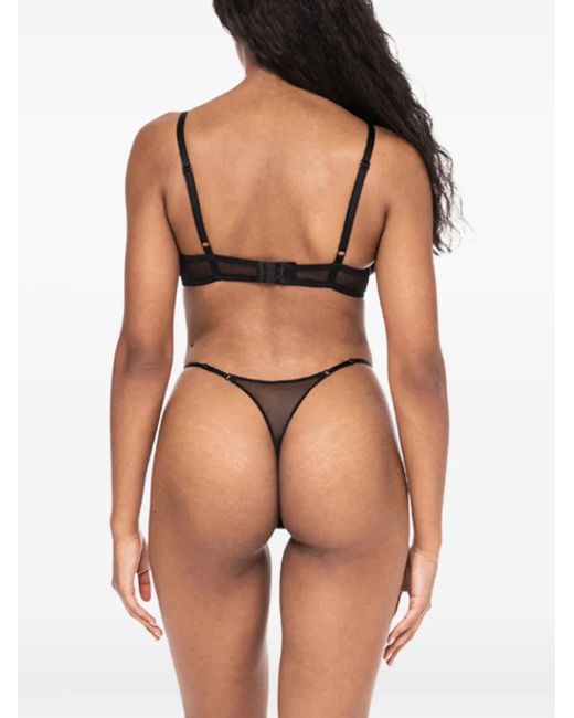 Zhilyova Gray Embroidered-Motif Thong