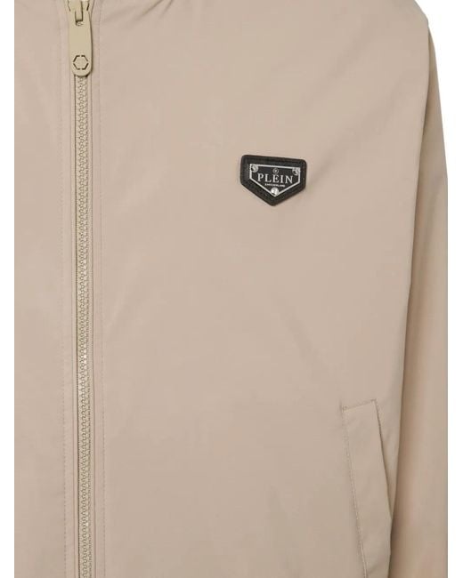 Philipp Plein Natural Logo-Patch Bomber Jacket for men