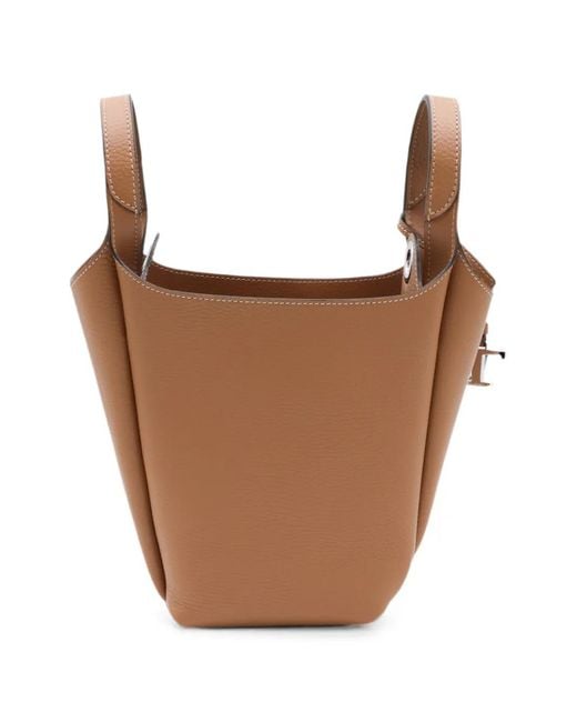Tod's Brown Logo-Embossed Leather Bucket Bag
