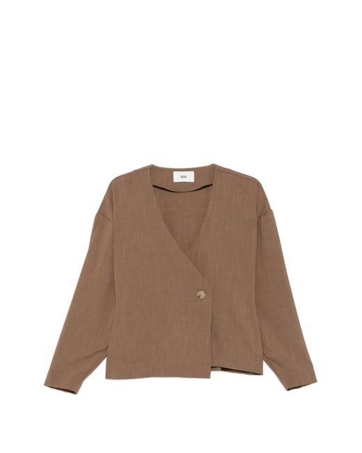 SOLOTRE Brown Asymmetric Single-Breasted Jacket