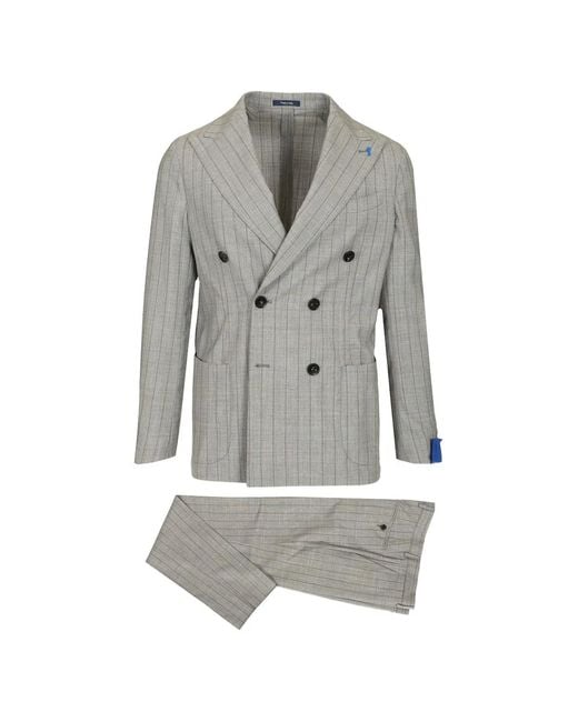 Guarinucci Gray Pinstripe Double-Breasted Suit for men