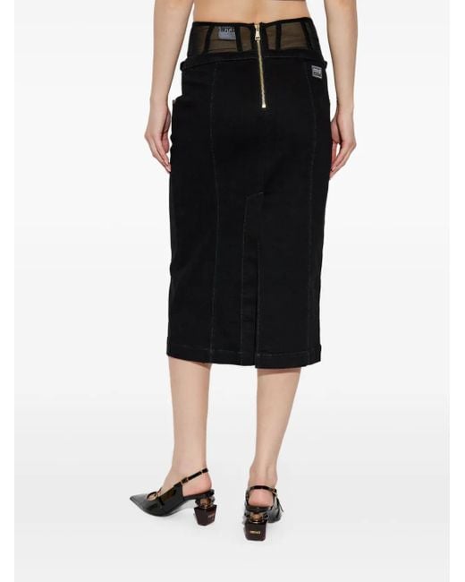 Versace Jeans Couture Black Barocco-Buckle Denim Skirt