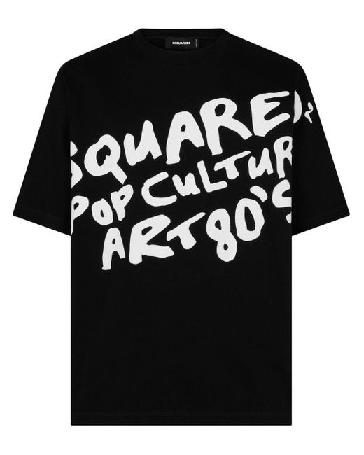 DSquared² T-shirt Met Tekst in het Black voor heren