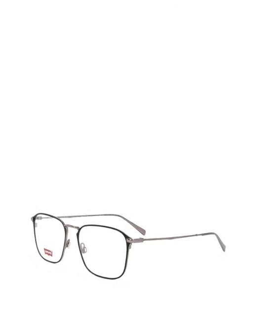 Levi's Black Matte-Finish Geometric-Frame Glasses for men