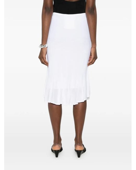 Totême White Fluted-Hem Knitted Midi Skirt