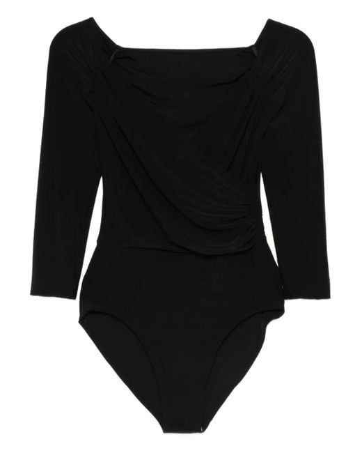 Heart-Shaped Neckline Bodysuit Top Nero-Donna di Norma Kamali in Black