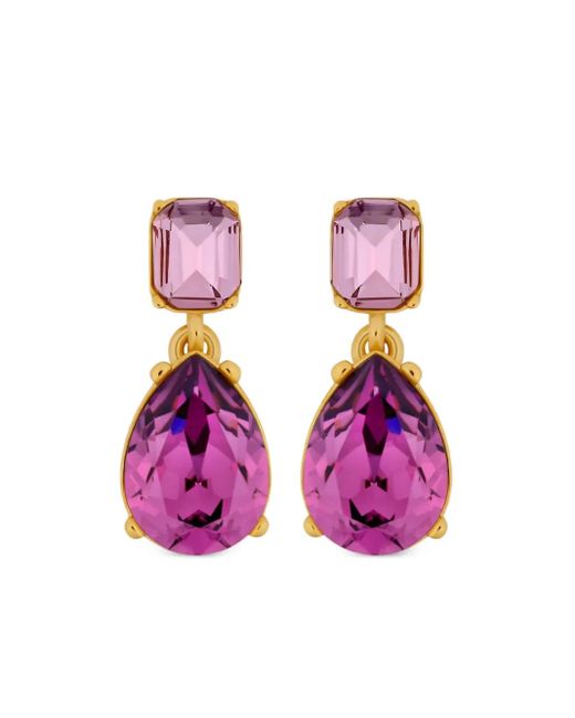 Oscar de la Renta Pink Square Teardrop Earrings