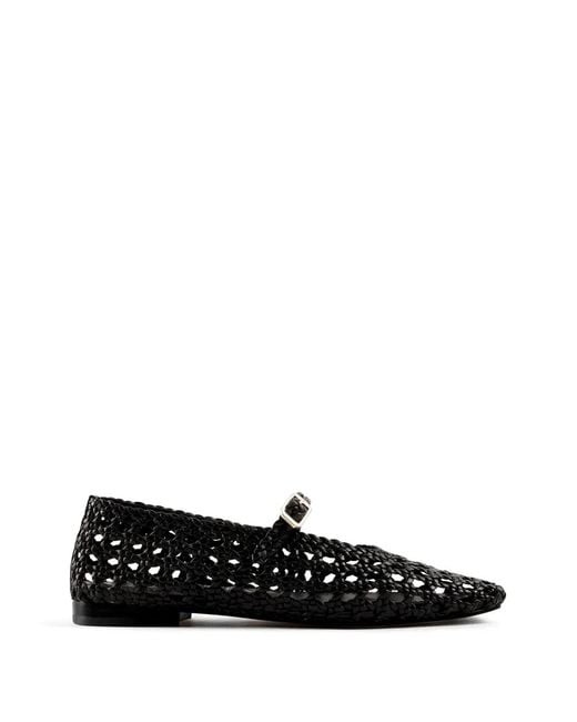 Souliers Martinez Black Ballerines Paris Tressées À Boucle