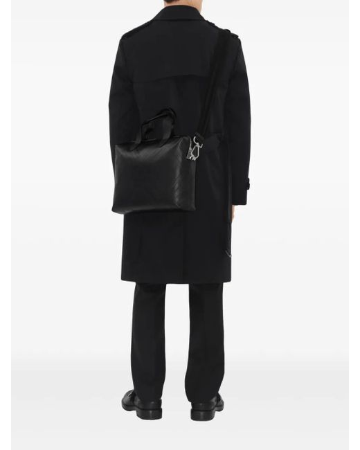 Burberry Black Check-Embossed Leather Briefcase for men