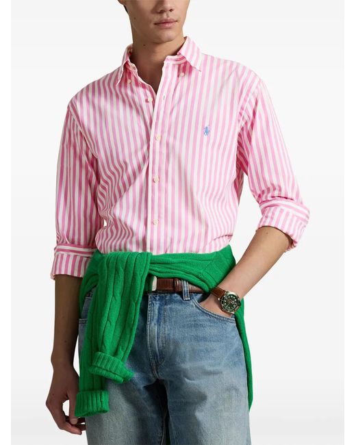 Polo Ralph Lauren Pink Striped Shirt for men