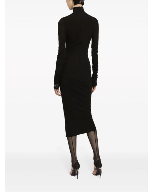 Dolce & Gabbana Black Midi Lace-Panel Dress