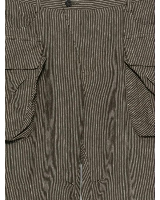 Ziggy Chen Gray Striped Cargo Pants for men