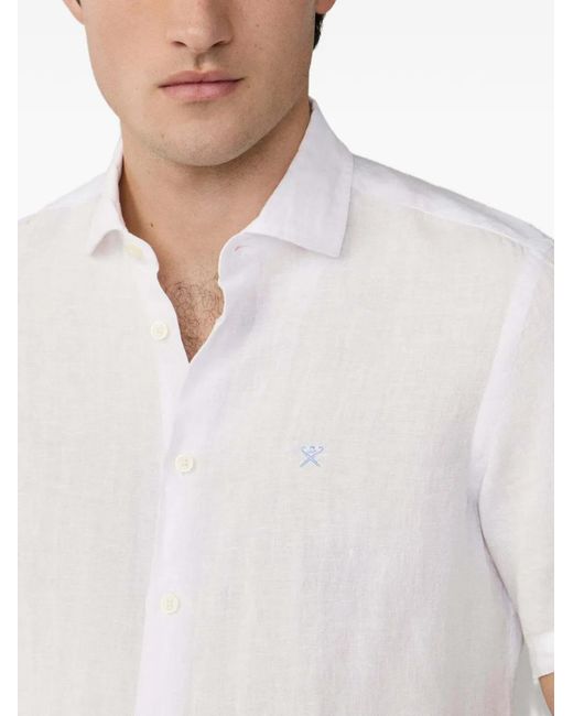 Hackett White Logo-Embroidered Short-Sleeve Shirt for men