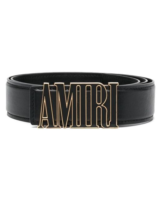 Amiri Black Logo-plaque Leather Belt for men