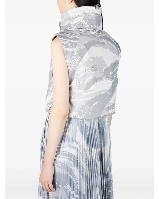Moncler Blue X Hyke Vanilis Abstract-Print Cropped Gilet