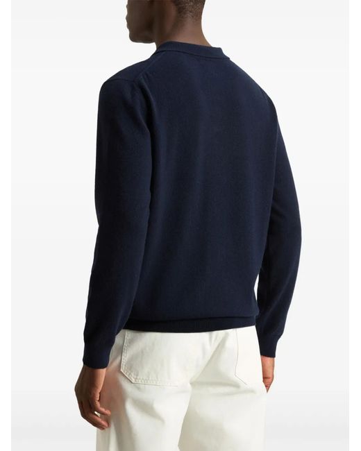 Woolrich Blue Polo Collar Cashmere Sweater for men