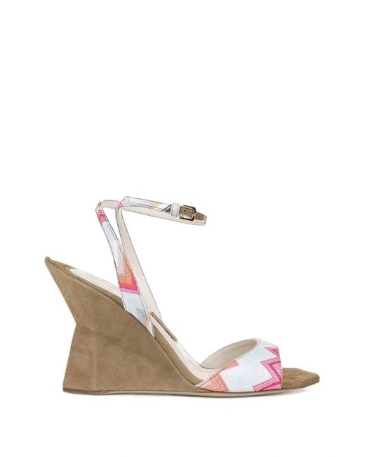 Missoni White Zigzag-Print Wedge Sandals