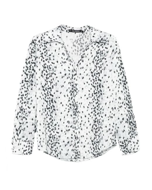 Karl Lagerfeld White Dalmatian-Print Button-Up Shirt