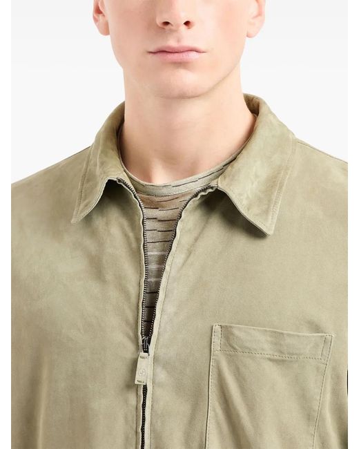 Giorgio Armani Natural Zip-Up Suede Jacket for men