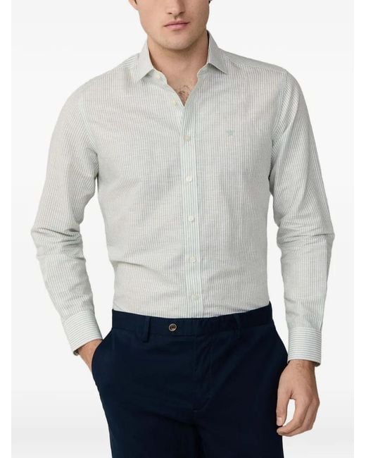 Hackett Gray Bengal-Stripe Kent-Collar Shirt for men