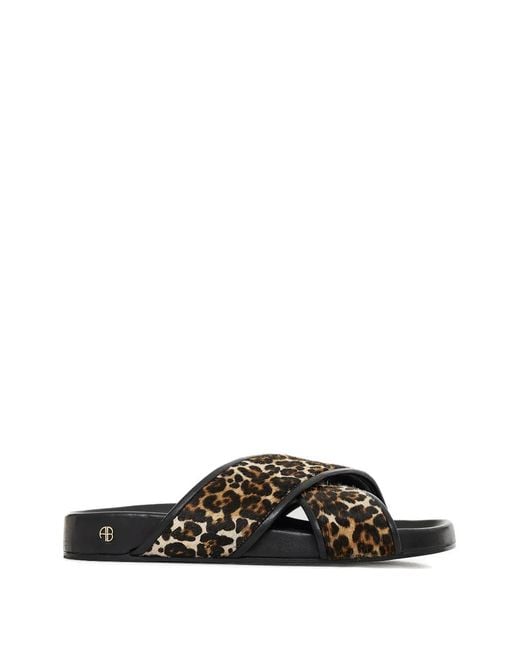 Anine Bing Black Emi Leopard-Print Sandals