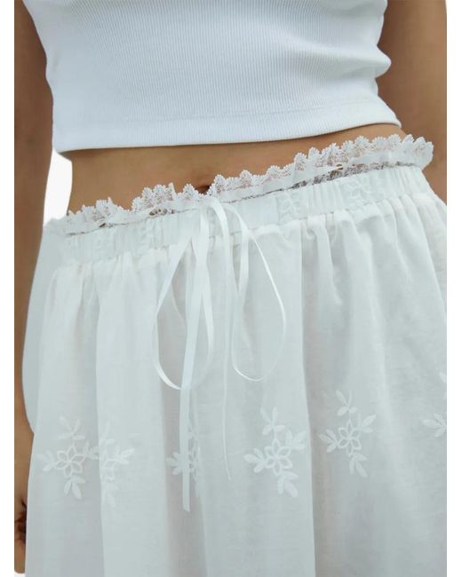 House Of Sunny White Blossom Lace-Trim A-Line Maxi Skirt