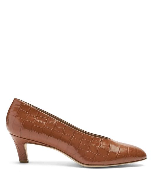 Scarosso Brown Deva 50Mm Crocodile-Effect Pumps