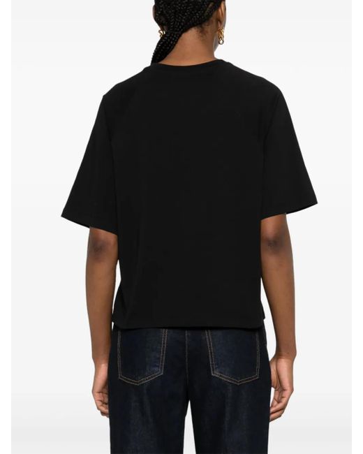 T-Shirt En Coton À Logo Brodé Balmain en coloris Black