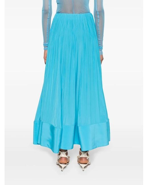 Lanvin Blue Asymmetric Charmeuse Maxi Skirt
