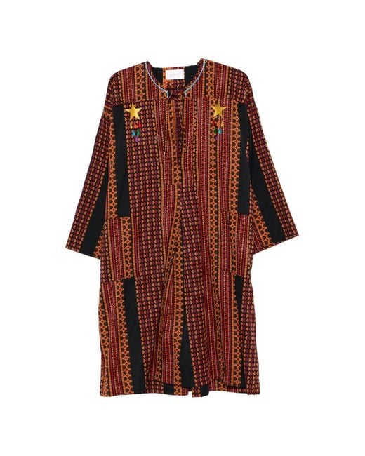 aztec embroidered dress Mirador Aztec Embroidery Tiered Dress in Navy – First Stitch main image 1