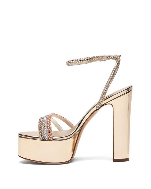 Casadei Natural Patty Andromeda Embellished Platform Sandals