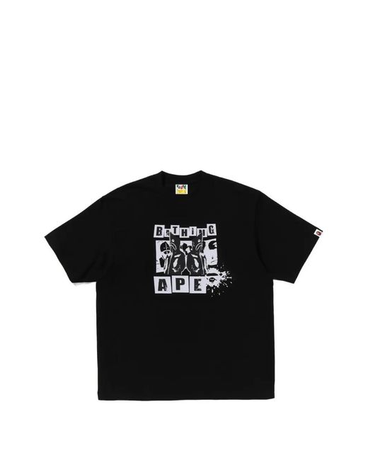 A Bathing Ape Black Graphic-Print T-Shirt for men