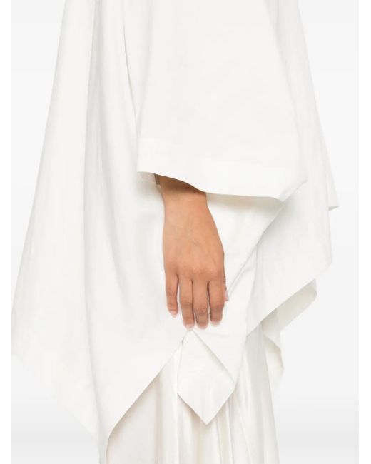 The Row White V-Neck Asymmetric Top